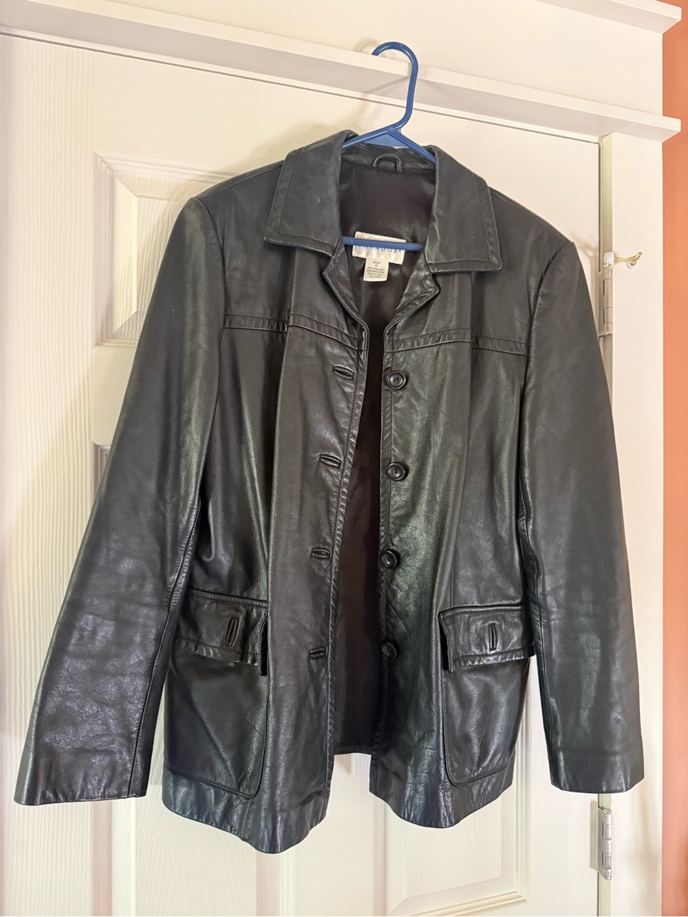 Paradox Black Leather Button-Front Jacket